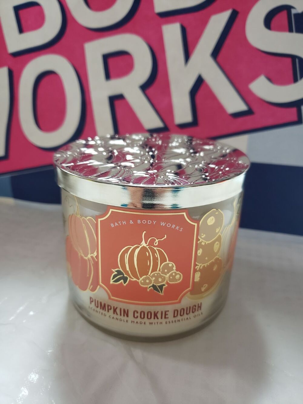 BBW Pumpkin Cookie Dough Large 3 Wick Candle Holiday Home Fragrance Decor